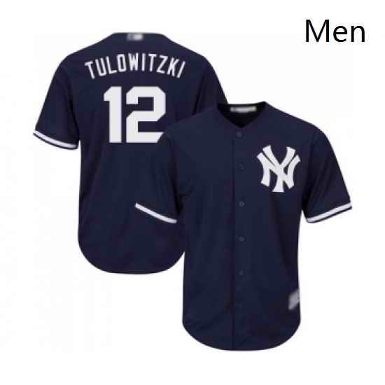 Mens New York Yankees 12 Troy Tulowitzki Replica Navy Blue Alternate Baseball Jersey